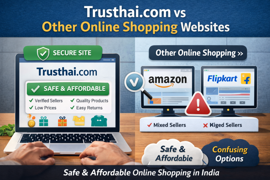 Trusthai.com vs other online shopping websites comparison showing safe and affordable online shopping in India